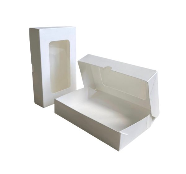 Papirnata posoda z oknom ECO TABOX 1000 ml 200x120x40 mm bela 50 kos