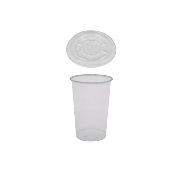 Kozarec rPet 200 ml prozoren z žigom s pokrovom d=78mm 50 kos (komplet)