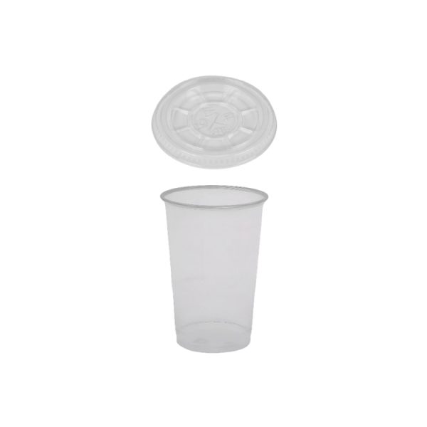 Kozarec rPet 200 ml prozoren z žigom s pokrovom d=78mm 50 kos (komplet)