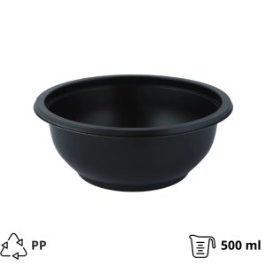 Posodica PP 500 ml d=145 mm h=60 mm črna, brez pokrova [100 kos/pak]