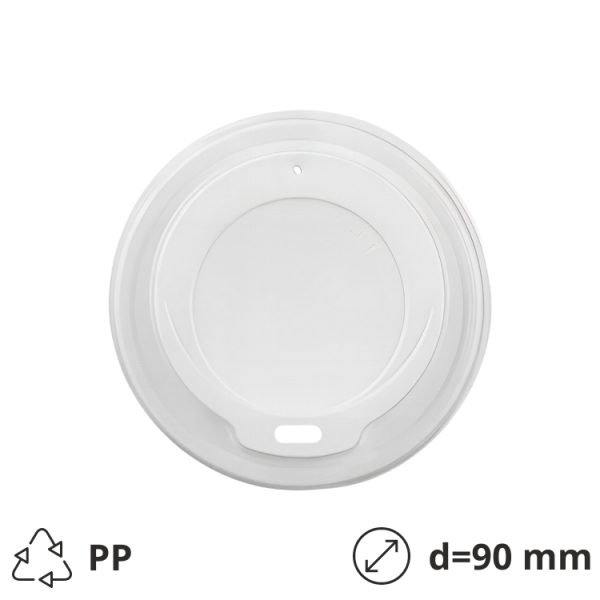 Pokrov z luknjo PP d=90 mm bela 50 kos
