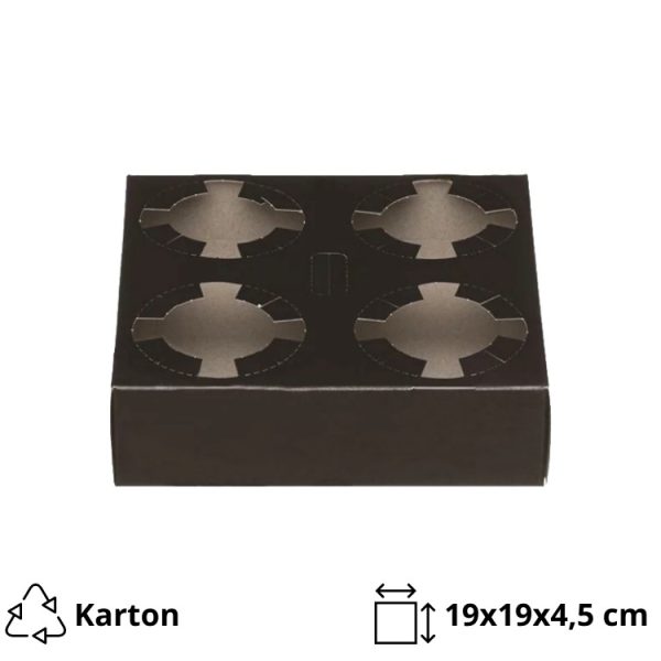 Držalo za 4 kozarca 19x19x4.5 cm crn 50 kos