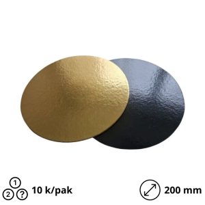 Podstavek okrogli kartonasti d=200 mm h=1,5 mm črni/zlato [10 kos/pak]