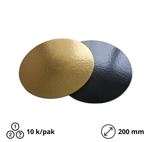 Podstavek okrogli kartonasti d=200 mm h=1,5 mm črni/zlato [10 kos/pak]