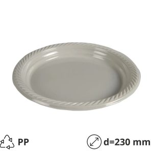 Krožnik PP d=230 mm svetlo siva 25 kos