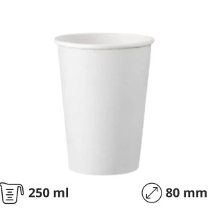 Papirnati kozarci 250 (280) ml d=80 mm 1-slojni beli SUP, 50 kos