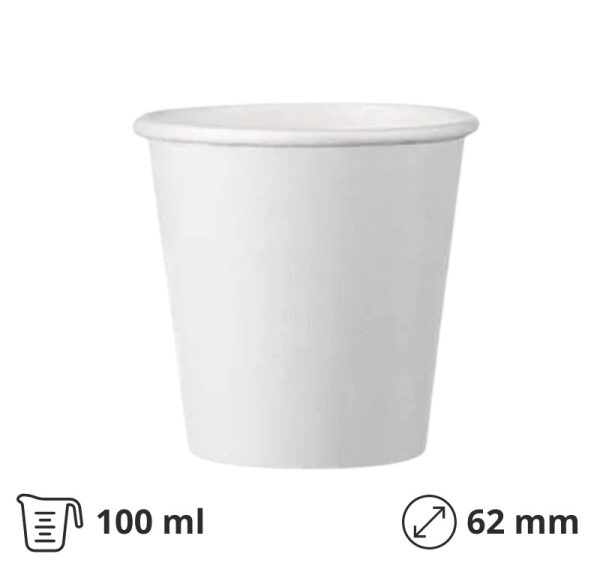 Papirnati kozarci 100 (120) ml d=62 mm 1-slojni beli SUP, 50 kos