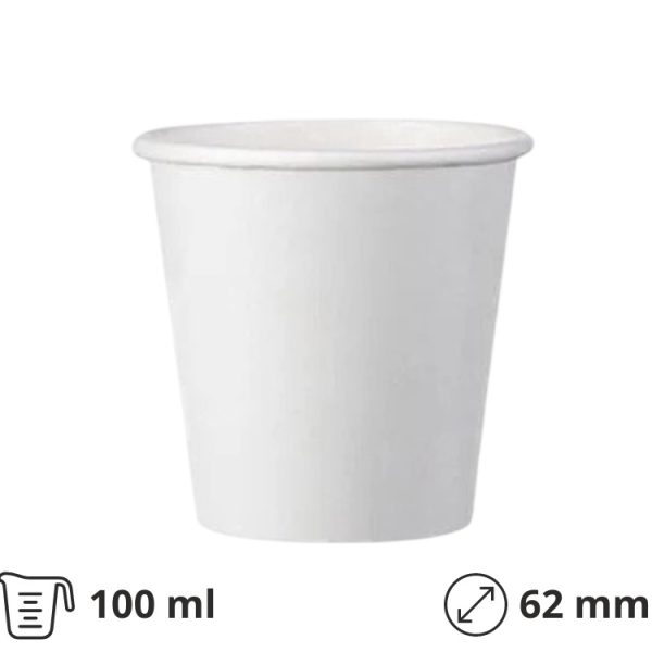 Papirnati kozarci 100 (120) ml d=62 mm 1-slojni beli SUP, 50 kos