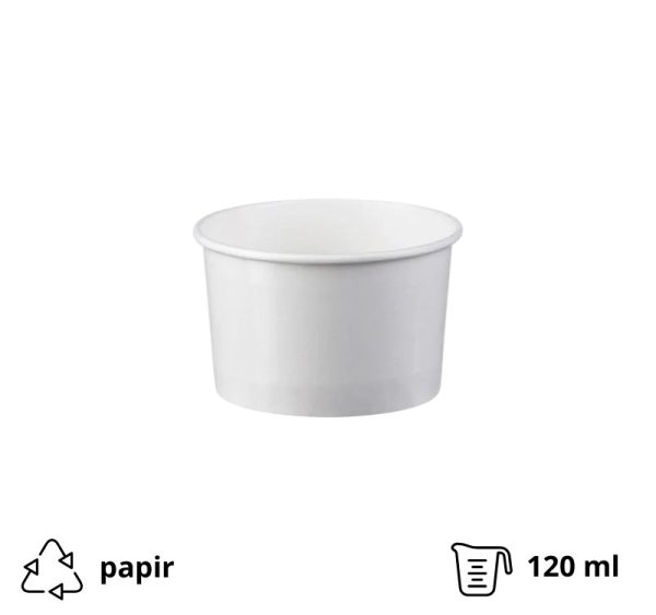 Lončki za sladoled 120 ml beli 50 kos