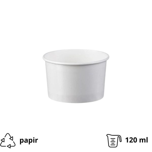 Lončki za sladoled 120 ml beli 50 kos