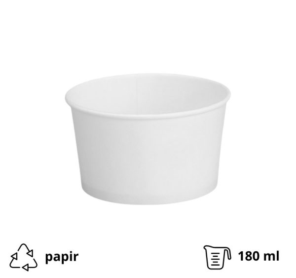Lončki za sladoled 180 ml beli 50 kos