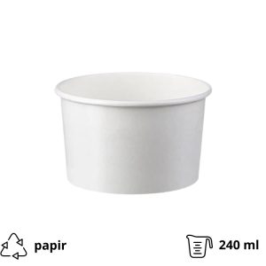 Lončki za sladoled 240 ml beli 50 kos