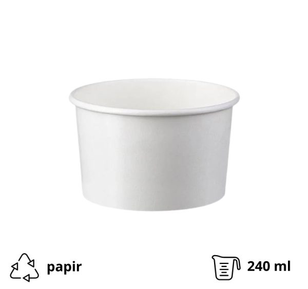 Lončki za sladoled 240 ml beli 50 kos