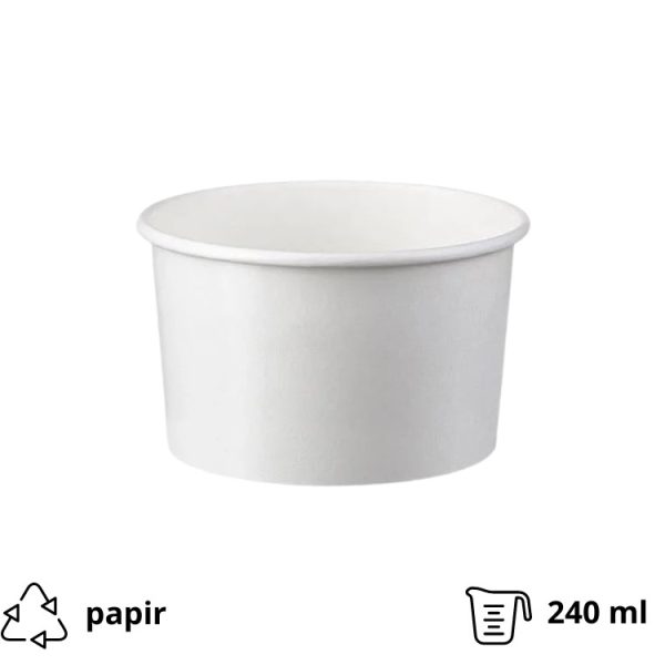 Lončki za sladoled 240 ml beli 50 kos