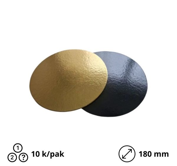 Podstavek okrogli kartonasti d=180 mm h=1,5 mm črni/zlato [10 kos/pak]