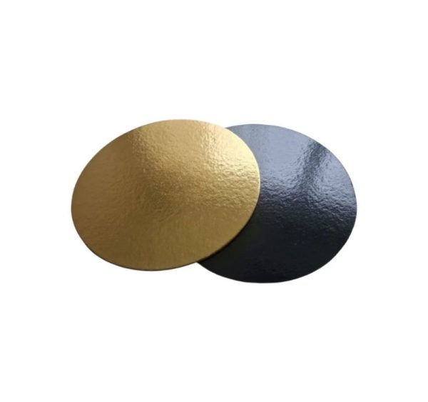 Podstavek okrogli kartonasti d=180 mm h=1,5 mm črni/zlato [10 kos/pak]