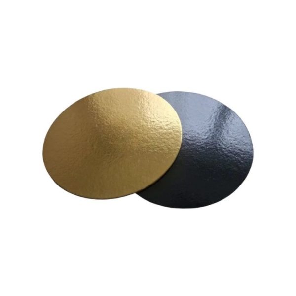 Podstavek okrogli kartonasti d=180 mm h=1,5 mm črni/zlato [10 kos/pak]