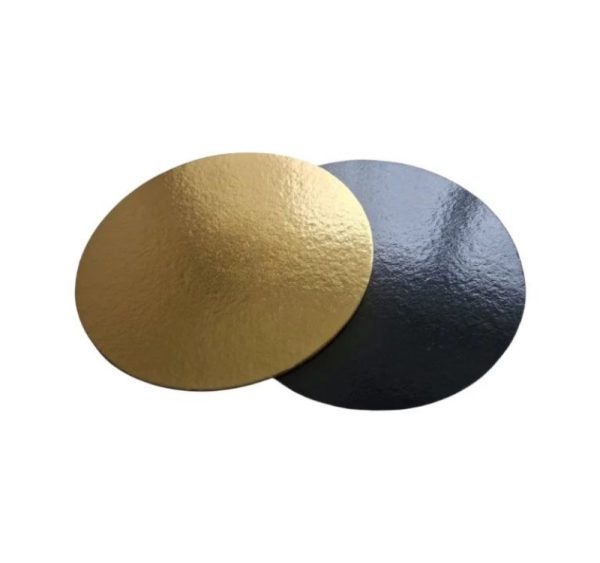 Podstavek okrogli kartonasti d=200 mm h=1,5 mm črni/zlato [10 kos/pak]