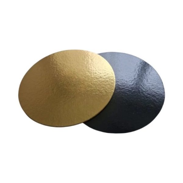Podstavek okrogli kartonasti d=200 mm h=1,5 mm črni/zlato [10 kos/pak]