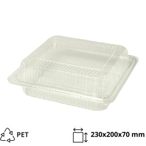 Posodica s pokrovom PET 230x200x70 mm prozorna [300 kos/pak]