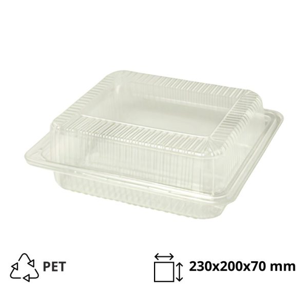 Posodica s pokrovom PET 230x200x70 mm prozorna [300 kos/pak]