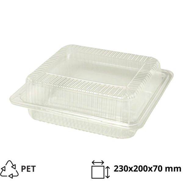 Posodica s pokrovom PET 230x200x70 mm prozorna [300 kos/pak]