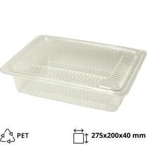 Posodica s pokrovom PET 275x200x40 mm prozorna [160 kos/pak]