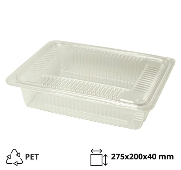 Posodica s pokrovom PET 275x200x40 mm prozorna [160 kos/pak]