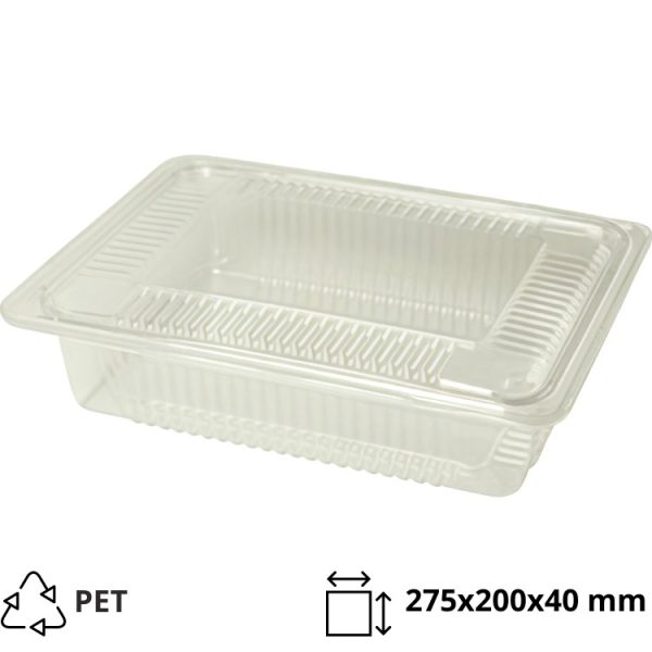Posodica s pokrovom PET 275x200x40 mm prozorna [160 kos/pak]