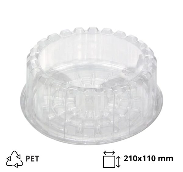 Posodica za torte s pokrovom PET d=210 mm h=110 mm (spodaj), 100 kos/pak, (komplet)