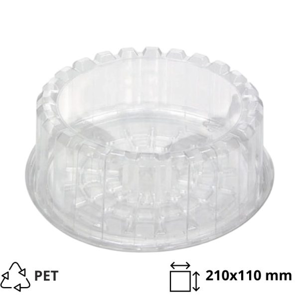 Posodica za torte s pokrovom PET d=210 mm h=110 mm (spodaj), 100 kos/pak, (komplet)