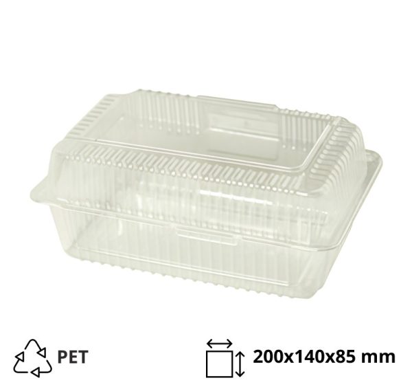 Posodica s pokrovom PET 200x140x85 mm prozorna [500 kos/pak]