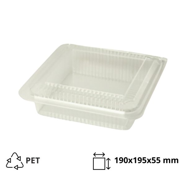 Posodica PET 190х195х55 mm prozorna s pokrovom [250 kos/pak]
