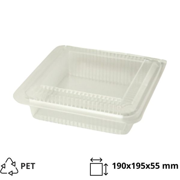 Posodica PET 190х195х55 mm prozorna s pokrovom [250 kos/pak]