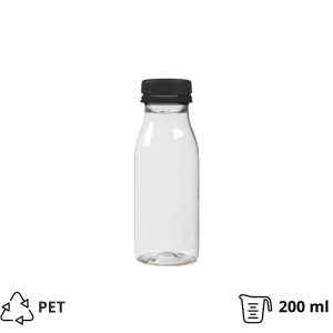 Plastenka PET 0,2 l d=38 mm z črnim pokrovom [100 kos/pak]