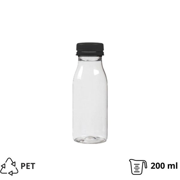 Plastenka PET 0,2 l d=38 mm z črnim pokrovom [100 kos/pak]
