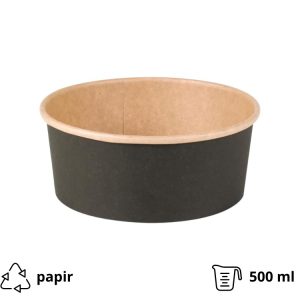 Papirnata posoda 500 ml d=150 mm črna/kraft 45 kos