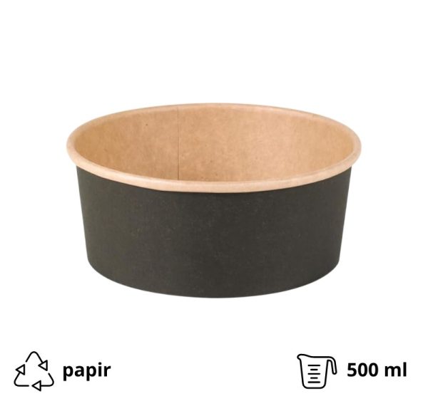 Papirnata posoda 500 ml d=150 mm črna/kraft 45 kos