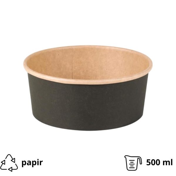 Papirnata posoda 500 ml d=150 mm črna/kraft 45 kos