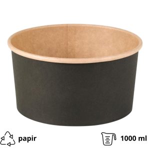 Papirnata posoda 750 ml d=150 mm črna/kraft 45 kos