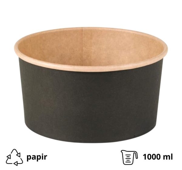 Papirnata posoda 750 ml d=150 mm črna/kraft 45 kos