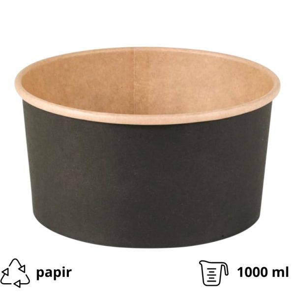 Papirnata posoda 750 ml d=150 mm črna/kraft 45 kos