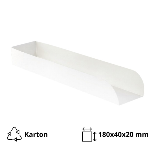 Pladenj hot dog 180х40х200 mm bela 50 kos