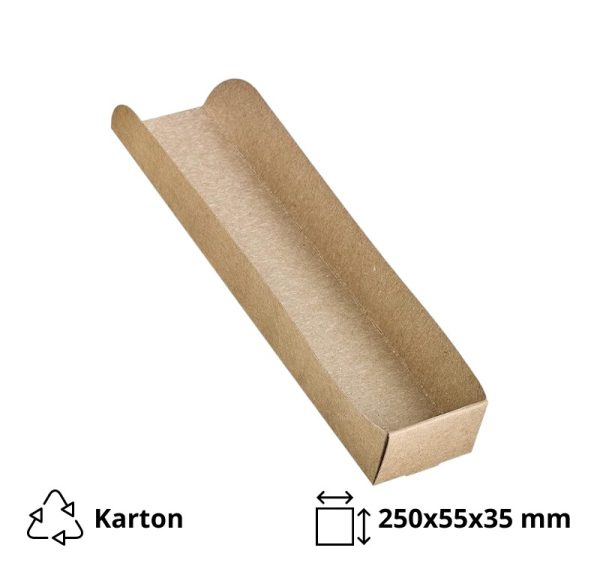 Pladenj hot dog 250х55х35 mm kraft 50 kos