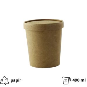 Papirnata posoda 490 ml kraft s papirnatim pokrovom 25 kos