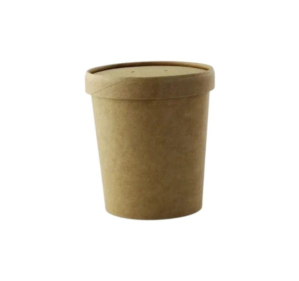 Papirnata posoda 490 ml kraft s papirnatim pokrovom 25 kos