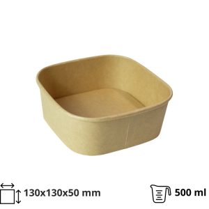 Papirnata posoda 500 ml 130х130х50 mm, kraft, brez pokrova 50 kos