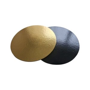 Podstavek okrogli za torto kartonasti d=260 mm h=3 mm črna/zlato [10 kos/pak]
