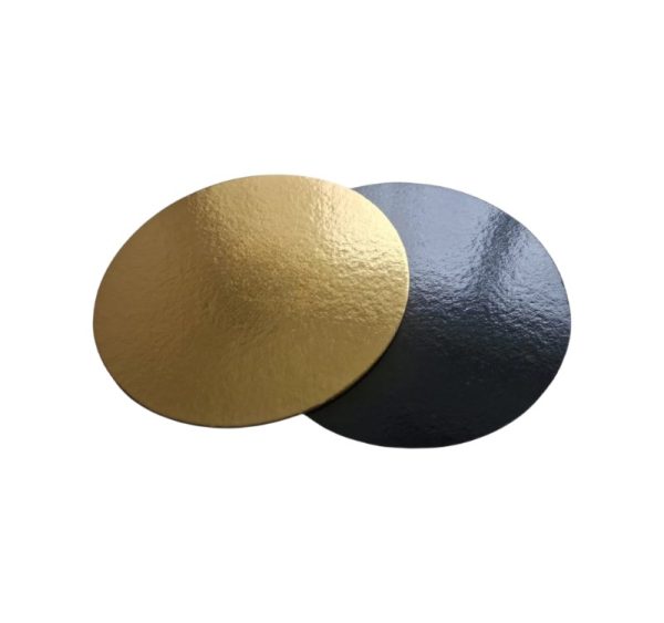 Podstavek okrogli za torto kartonasti d=260 mm h=3 mm črna/zlato [10 kos/pak]