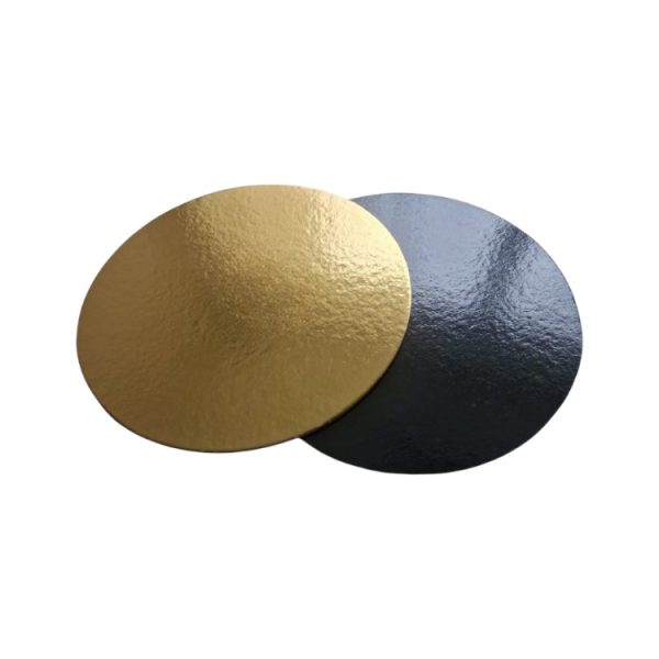 Podstavek okrogli za torto kartonasti d=260 mm h=3 mm črna/zlato [10 kos/pak]